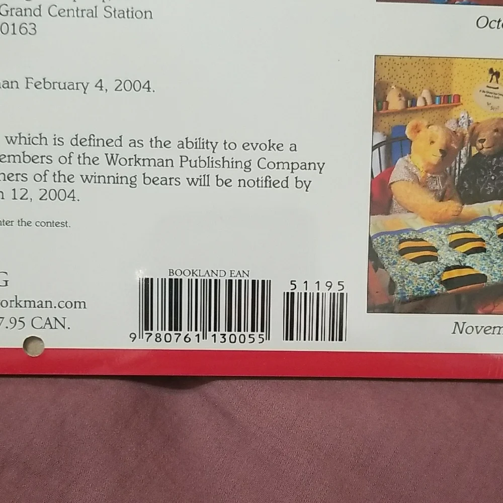 Vintage Teddy Bear Calendar 2004